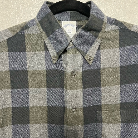 Brooks Brothers Other - Brooks Brothers 1818 Regent Gray Blue Olive Men’s S Flannel Long Sleeve Plaid